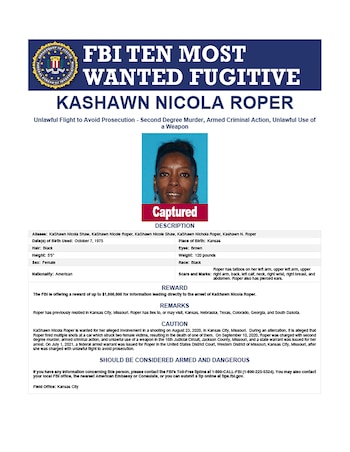 Arrestan en Florida a KaShawn Nicola Roper, una de las fugitivas más buscadas del FBI por homicidio