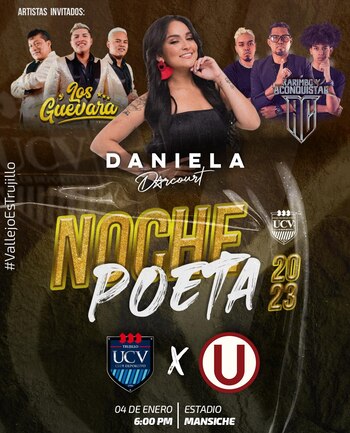 Daniela Darcourt es la invitada principal para el concierto de la 'Noche poeta'. (UCV)