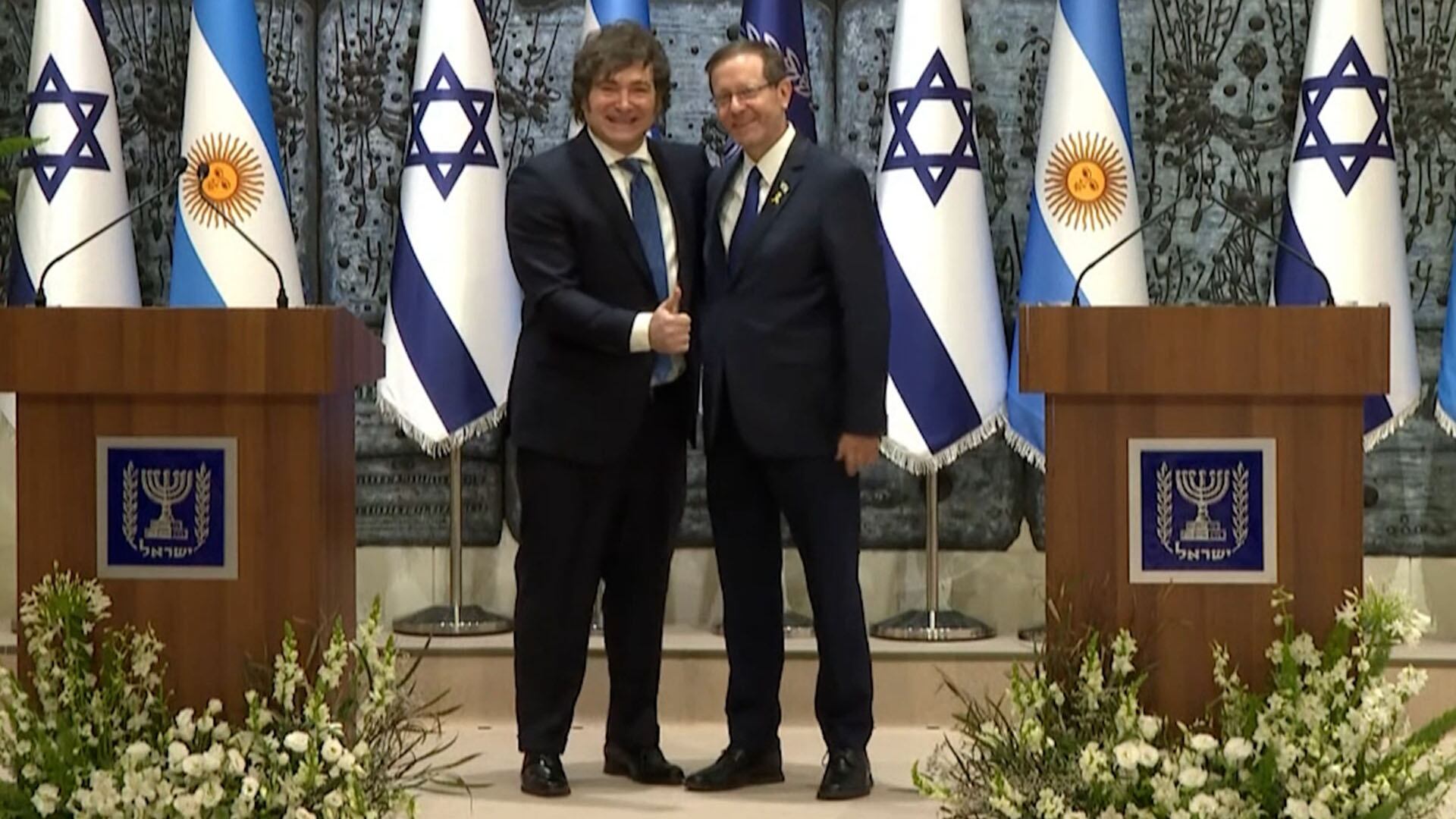 Javier Milei visita a Issac Herzog en Israel