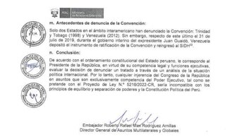 Informe elaborado por la Cancillería.