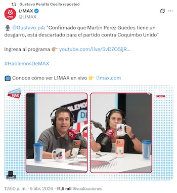 Martín Pérez Guedes, primera baja en Universitario para el duelo ante Coquimbo Unido. Crédito. Captura X.