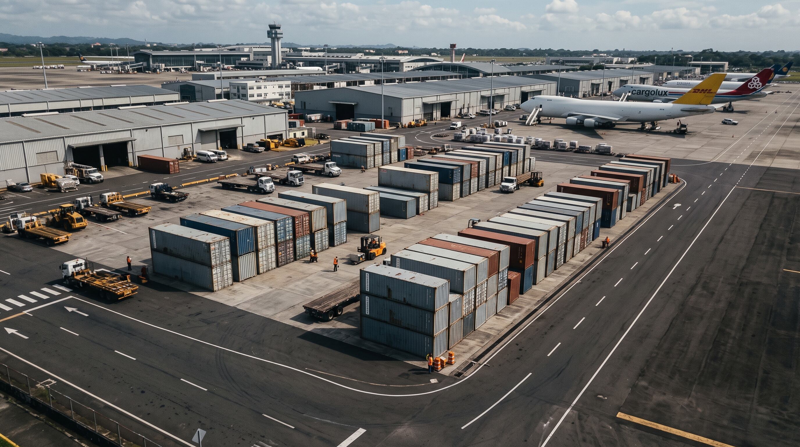 La zona de carga del Aeropuerto Internacional de Tocumen en Ciudad de Panamá alberga contenedores de transporte y aviones de mercancías. (Imagen Ilustrativa Infobae)