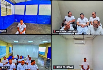 Sesenta y nueve integrantes de la MS-13 recibieron 45 años de prisión, entre ellos Santos Aníbal López Aragíon, Josué David Montes Lovato y Luis Enrique Portillo Valle. (Foto: FGR)