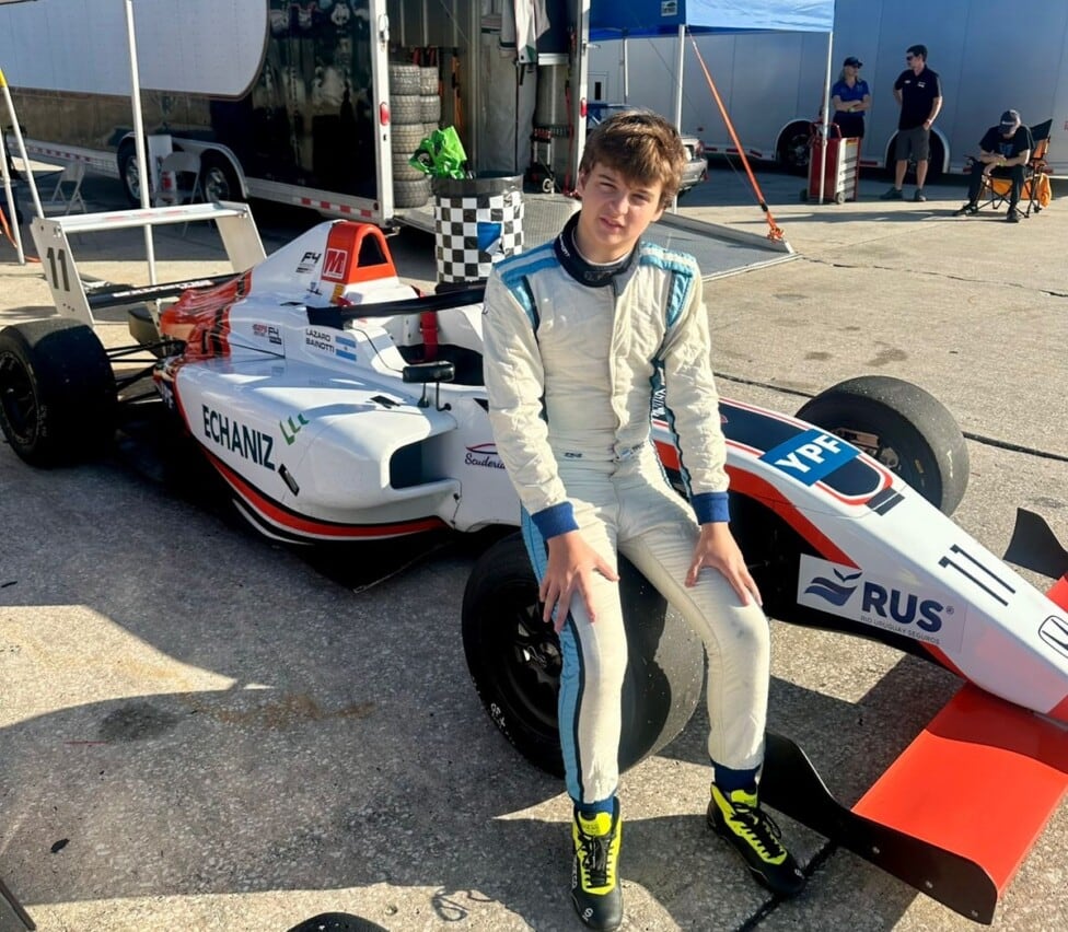 Bainotti viaja por el calendario de la Fórmula 4 de Estados Unidos en un motorhome junto a su padre, entre carreras, escuela y preparación física (Instagram)