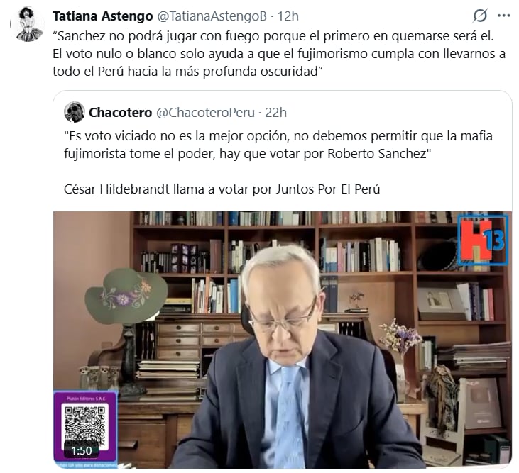 Periodistas como Federico Salazar y César Hildebrandt expresaron fuertes críticas al fujimorismo, influyendo en la polarizada opinión pública peruana.