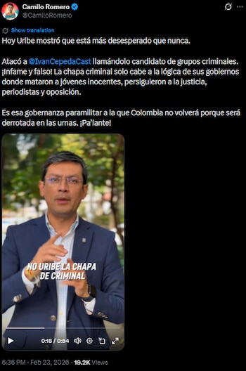 Camilo Romero arremetió contra el