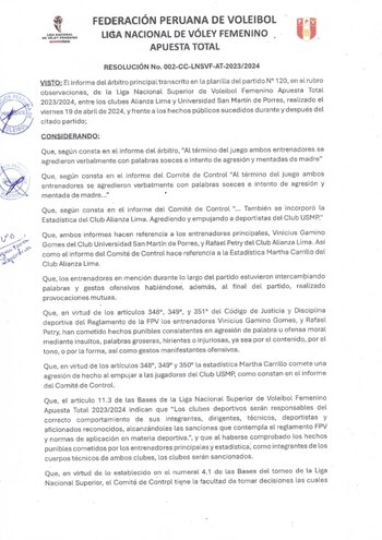 LNSV interpuso sanción a técnicos