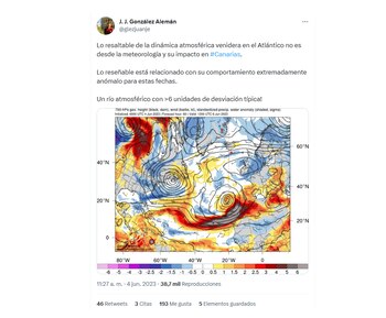 Tuit del meteorólogo juan jesús gonzález alemán