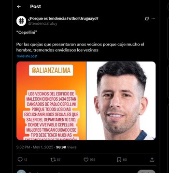 El mediocampista uruguayo fue denunciado