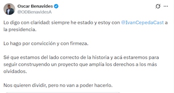 Óscar Benavides reafirmó públicamente su apoyo a Iván Cepeda y su compromiso con los derechos de las comunidades afrocolombianas y territorios olvidados - crédito Óscar Benavides/X