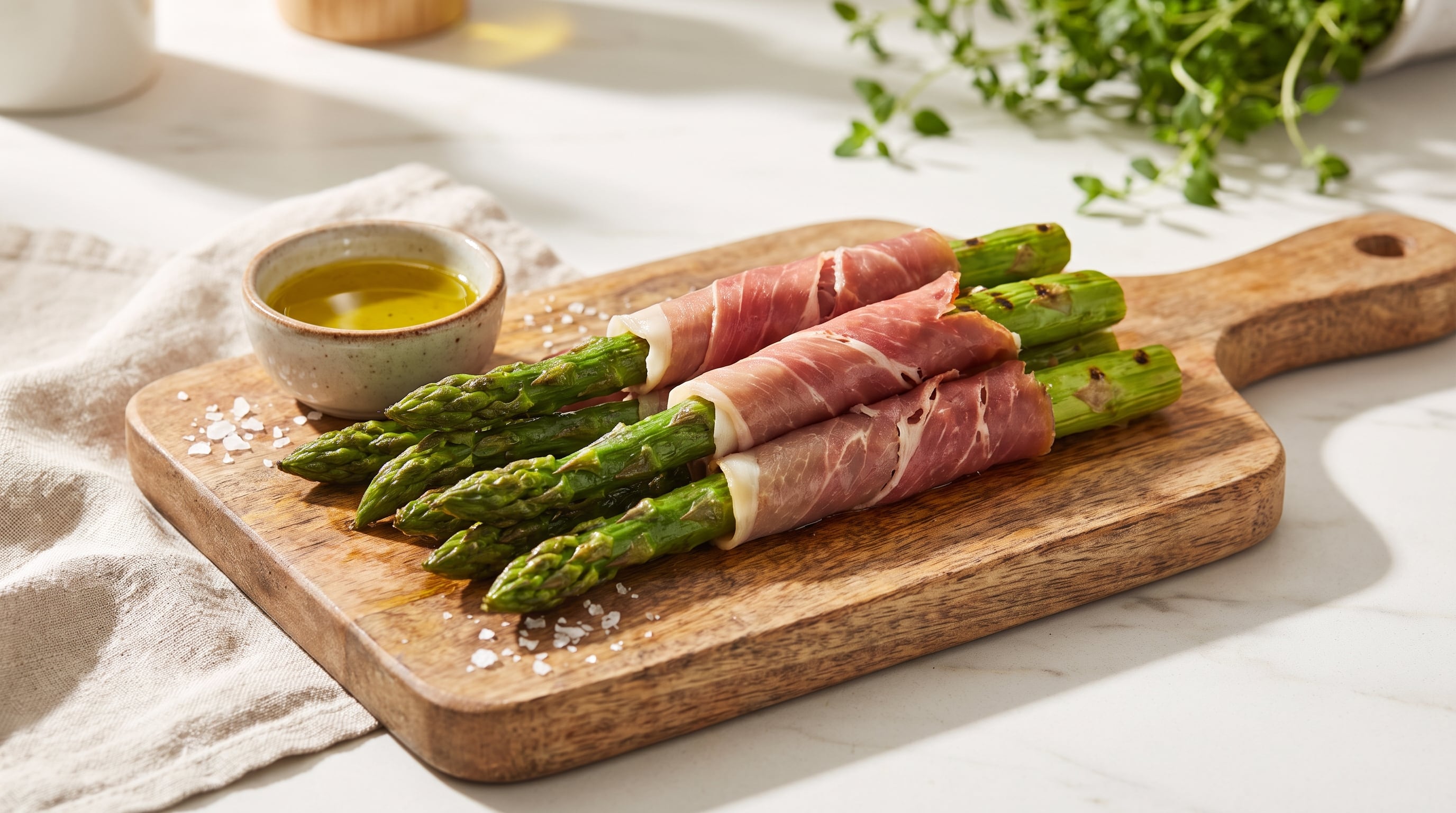 Los espárragos tiernos y el jamón crudo forman una combinación simple, rápida y llena de sabor (Imagen Ilustrativa Infobae)