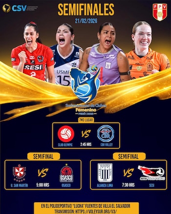 Programación de las semifinales del Sudamericano de Clubes de Vóley 2026