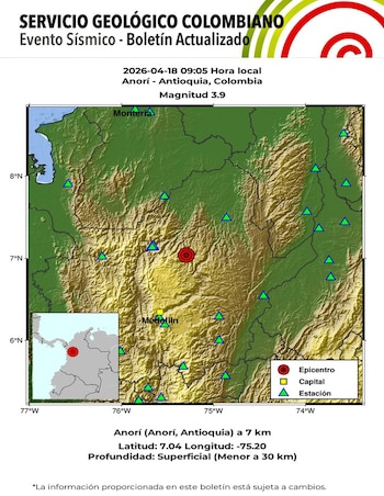 El evento se presentó a las 9:05 a. m. del sábado 18 de abril de 2026 - crédito SGC