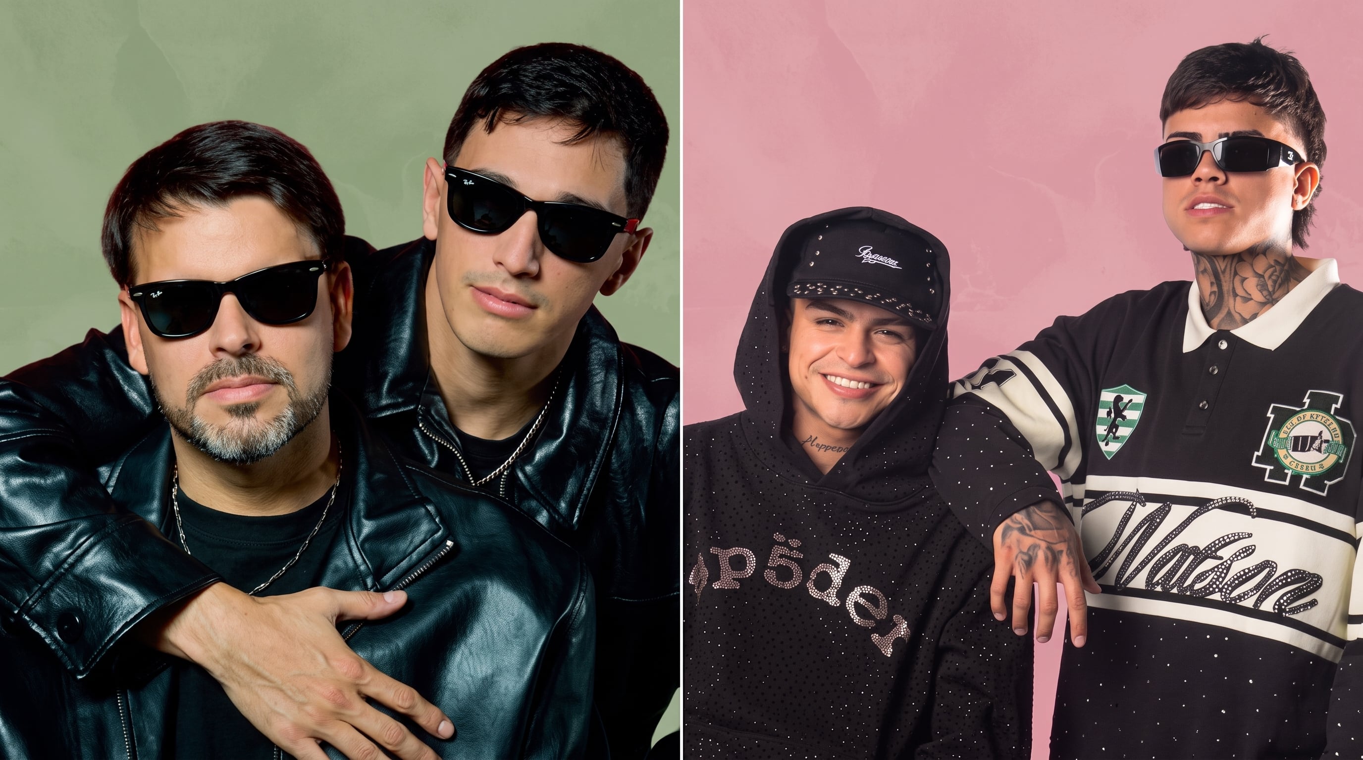 Los integrantes de los grupos musicales Q'Lokura y La T y la M posan juntos en una composición fotográfica promocional. (Imagen Ilustrativa Infobae)