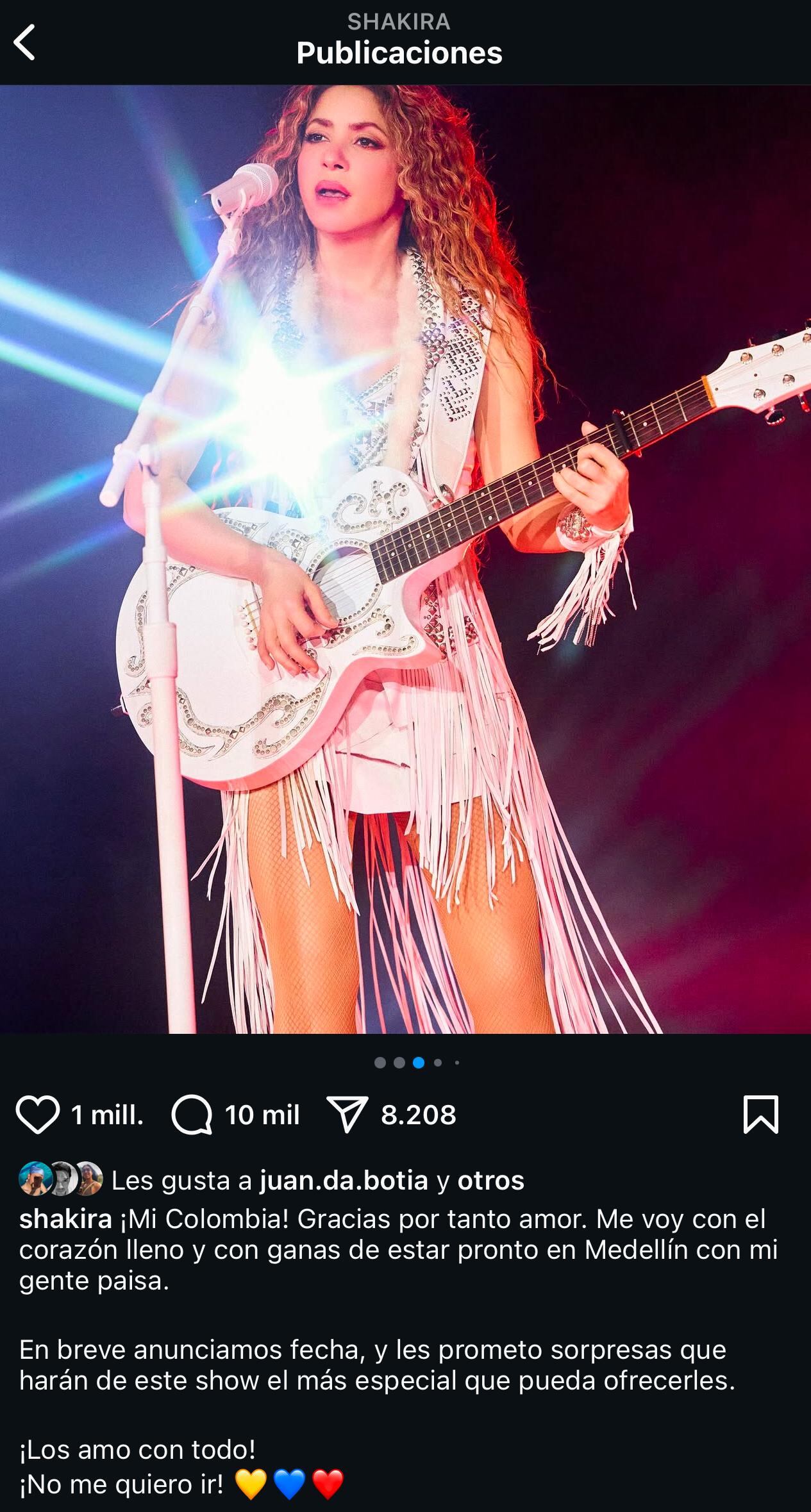 Shakira aseguró que dará un concierto en Medellín - crédito @shakira/IG