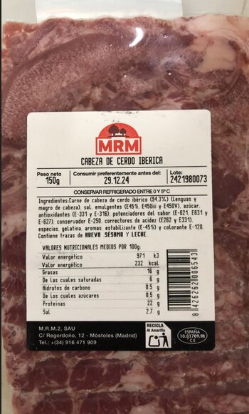 Alerta sanitaria. Producto cárnico 2 (AESAN)