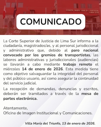Comunicado de la Corte Superior