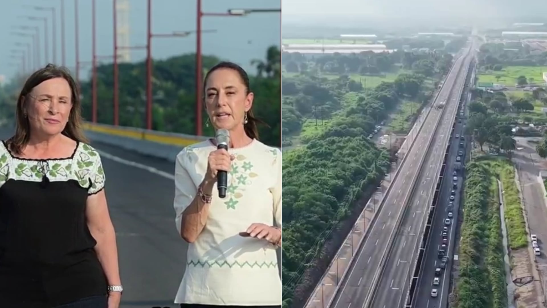Sheinbaum presume compromiso de campaña con nuevo puente de 2 kilómetros en Veracruz. (captura de pantalla)