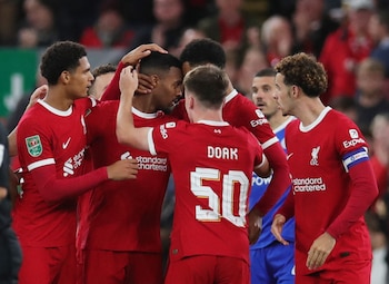 Cody Gakpo celebrando en el último duelo entre Rojos y Azules - crédito Chris Radburn / REUTERS
