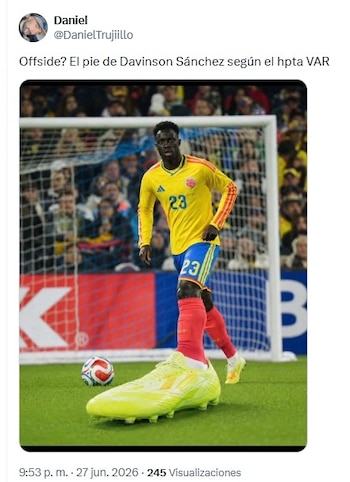 El asistente invalidó la jugada y el VAR confirmó el fuera de juego en el cierre de Colombia ante Portugal - crédito @DanielTrujiillo/X