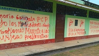Piura: Suspenden clases en colegio de Huarmaca tras hallarse pintas con contenido subversivo
