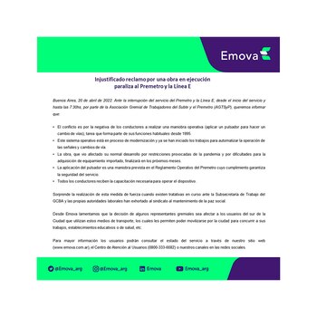 La empresa Emova rechaza la