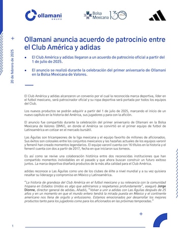 Comunicado de Grupo Ollamani sobre