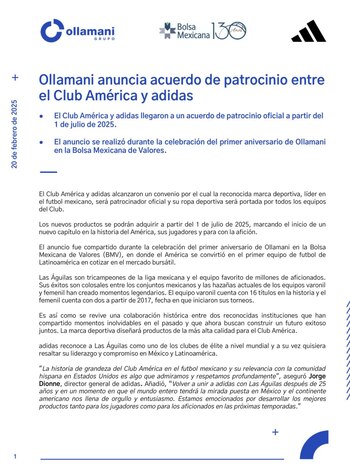 Comunicado de Grupo Ollamani sobre