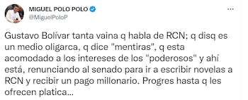 Miguel Polo Polo sobre renuncia de Gustavo Bolívar
