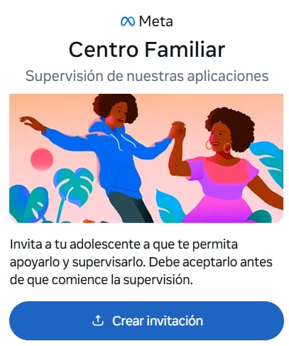 Todo el conjunto de herramientas se administra desde el Centro para Familias de Meta.
(Captura Meta)
