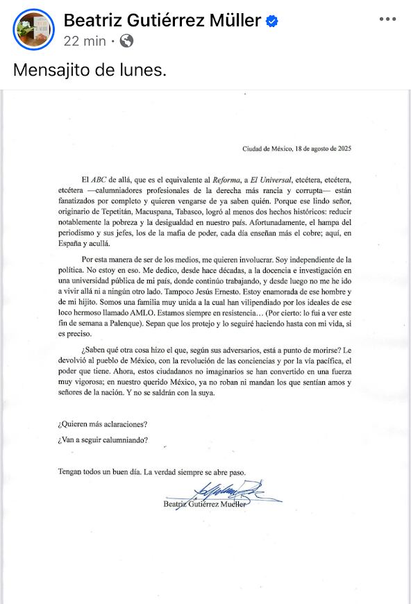 La exprimera dama de México aclaró todas las dudas sobre su lugar de residencia. (FB BGM)