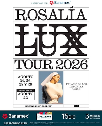 El LUX TOUR 2026 recorrerá diecisiete países con cuarenta y tres conciertos en grandes recintos de Europa, Norteamérica y Sudamérica (Ocesa)