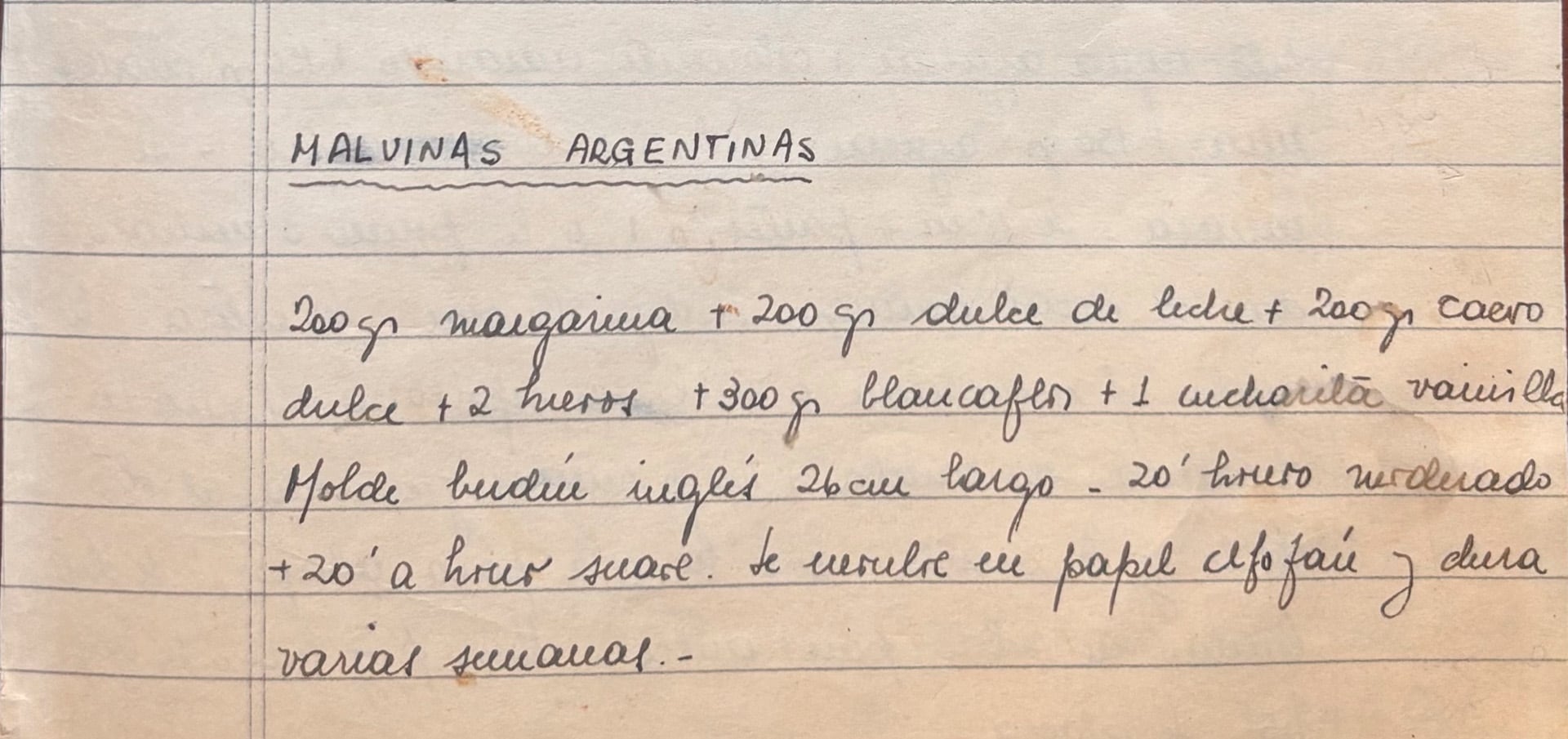 La receta de la torta Malvinas Argentinas se caracterizaba por su sencillez y durabilidad ante el clima hostil del conflicto