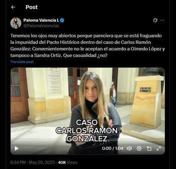 Paloma Valencia habló del proceso