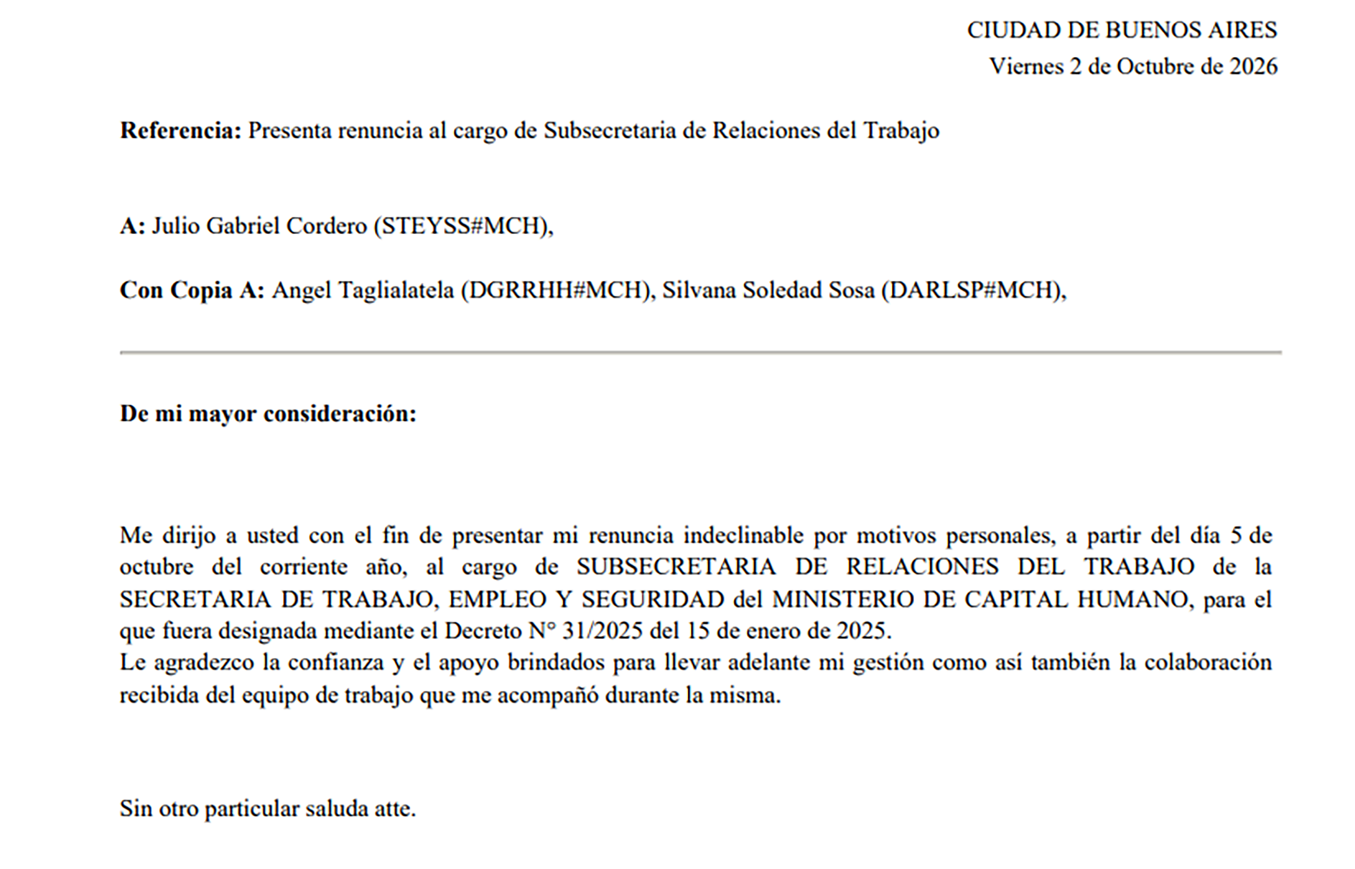 El texto oficial de la