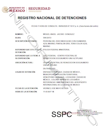 Miguel Ángel Jacobo fue detenido en inmediaciones del AICM. Crédito: RND