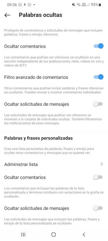 Se puede personalizar las palabras