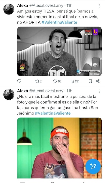 Reacción de los usuarios ante la escena de Valentina Valiente. Twitter