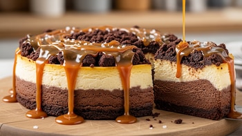 Brownie cheesecake con caramelo: la receta irresistible para un postre cremoso y chocolatoso