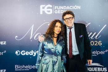 Patricia Sosa asistió a la Noche Azul junto a su marido, Oscar Mediavilla