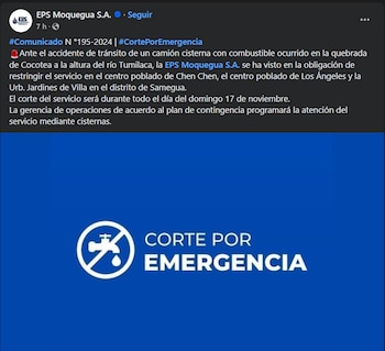 Comunicado de EPS Moquegua S.A.