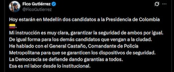 Federico Gutiérrez, alcalde de Medellín,