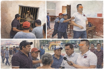 Los padres de familia retuvieron al director y a un profesor del plantel. (Imagen ilustrativa generada con IA | Infobae México)