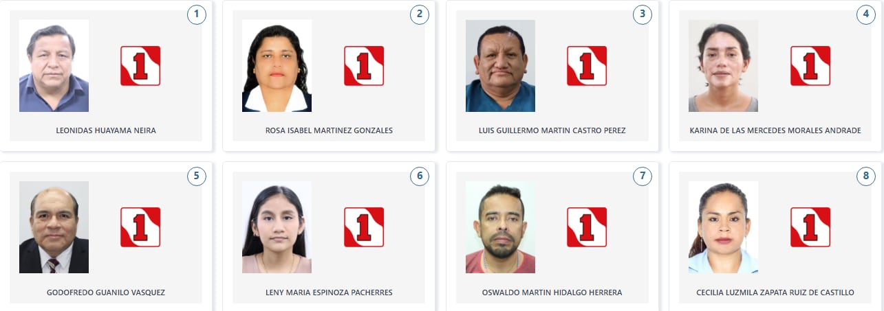 Los candidatos de Perú Primero a la Cámara de Diputados por la región Piura. (Voto Informado - JNE)