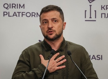 El presidente ucraniano, Volodímir Zelensky, durante una rueda de prensa en Kiev (REUTERS/Gleb Garanich/Archivo)