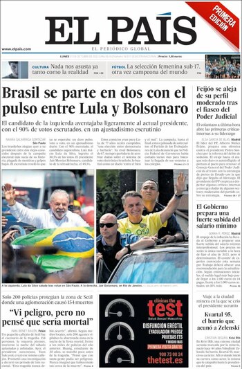 Portada El País de España