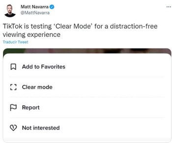 Clear Mode de TikTok. (foto: