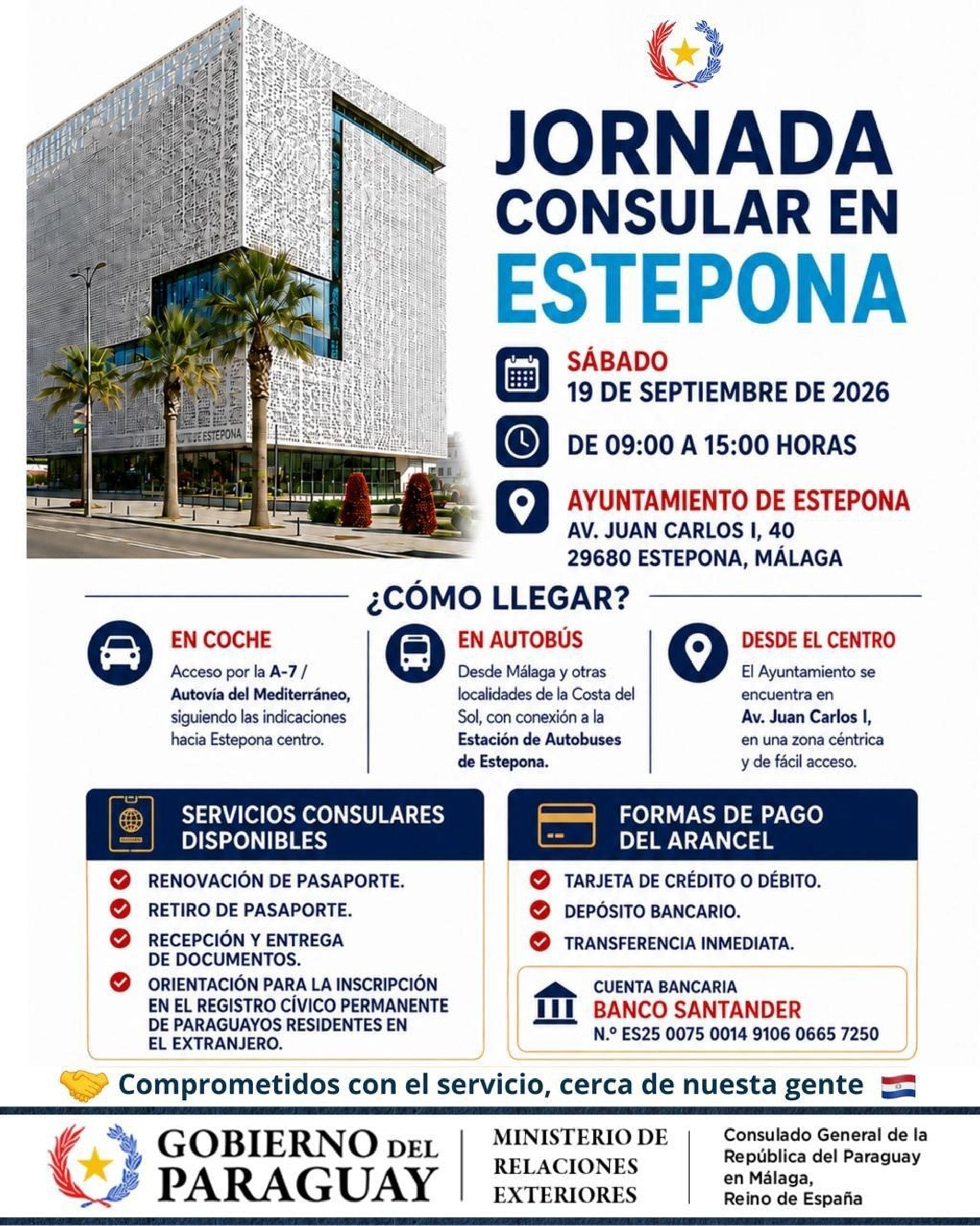11/09/2026 Cartel de la Jornada Consular de Paraguay en Estepona (Málaga).
POLITICA
AYUNTAMIENTO ESTEPONA