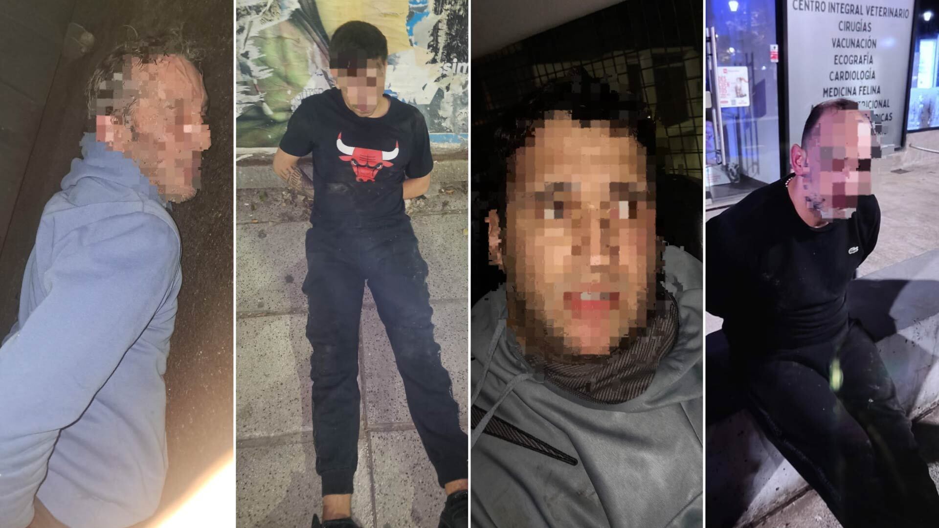 Los cuatro acusados tras ser detenidos