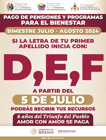 Pago de pensiones será para